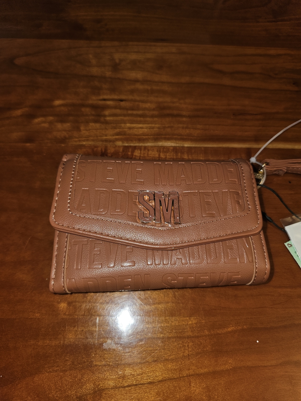 Steve Madden Brown Embossed SM Wallet Crossbody